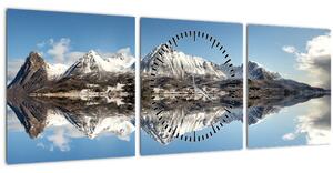 Slika planina i njihov odraz (sa satom) (90x30 cm)