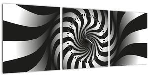 Apstraktna slika crno-bijele spirale (sa satom) (90x30 cm)