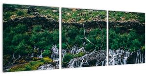 Slika slapova u prirodi (sa satom) (90x30 cm)