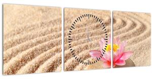 Slika kamena s cvijetom na pijesku (sa satom) (90x30 cm)
