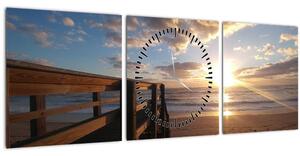 Slika mola, plaže i mora (sa satom) (90x30 cm)