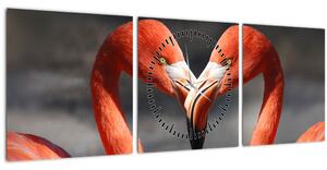 Slika dva zaljubljena flaminga (sa satom) (90x30 cm)