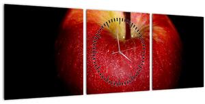 Slika jabuke na crnoj pozadini (sa satom) (90x30 cm)