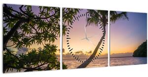 Slika palme na plaži (sa satom) (90x30 cm)