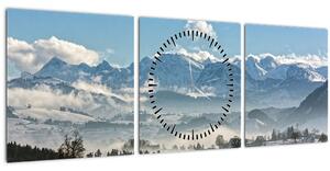 Slika snježnih planina (sa satom) (90x30 cm)