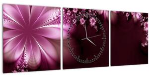 Slika apstrakcije - cvijeće (sa satom) (90x30 cm)