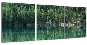Slika - Četinari uz jezero (sa satom) (90x30 cm)