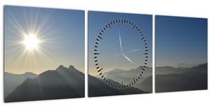 Slika - Iznad planinskih vrhova (sa satom) (90x30 cm)
