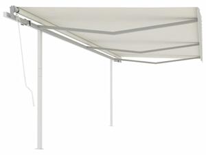 VidaXL Automatska tenda na uvlačenje sa stupovima 6 x 3,5 m krem