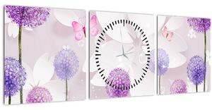 Slika - Na rijeci cvijeća (sa satom) (90x30 cm)