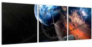 Slika planeta u svemiru (sa satom) (90x30 cm)