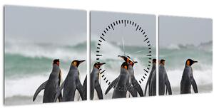Slika pingvina uz ocean (sa satom) (90x30 cm)