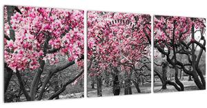 Slika drveća magnolije (sa satom) (90x30 cm)