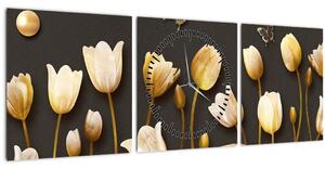Slika - Tulipani - apstrakcija (sa satom) (90x30 cm)