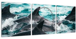 Slika - Dupini u oceanu (sa satom) (90x30 cm)