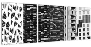 Slika crno-bijele arhitekture (sa satom) (90x30 cm)