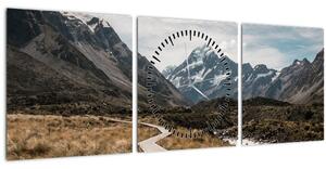 Slika - Šetnica u dolini planine Mt. Cook (sa satom) (90x30 cm)
