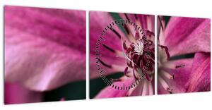 Slika ružičastog cvijeta klematisa (sa satom) (90x30 cm)
