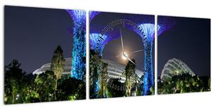 Slika punog mjeseca u singapurskim vrtovima (sa satom) (90x30 cm)
