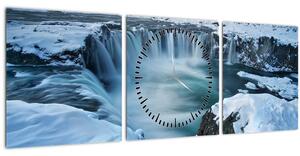 Slika - Vodopad bogova, Island (sa satom) (90x30 cm)