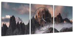 Slika - Talijanski Dolomiti skriveni u magli (sa satom) (90x30 cm)