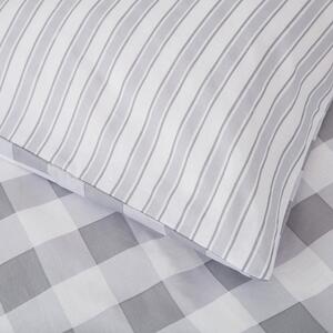 Siva pamučna posteljina Bianca Check and Stripe, 135 x 200 cm