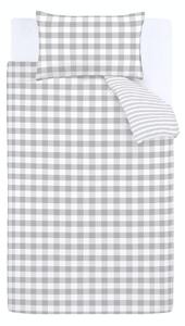 Siva pamučna posteljina Bianca Check and Stripe, 200 x 200 cm