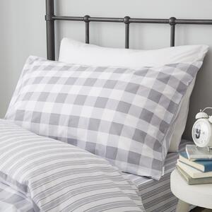 Siva pamučna posteljina Bianca Check and Stripe, 135 x 200 cm