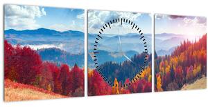 Slika šarenog jesenjeg krajolika (sa satom) (90x30 cm)