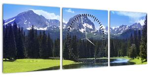 Slika - Snježni planinski vrhovi (sa satom) (90x30 cm)
