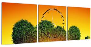 Slika - Srce u krošnjama drveća (sa satom) (90x30 cm)