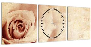 Slika - Cvijet ruže za zaljubljene (sa satom) (90x30 cm)