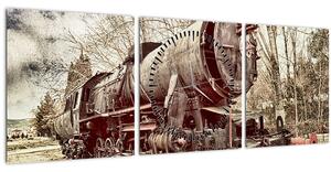 Povijesna slika lokomotive (sa satom) (90x30 cm)