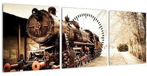 Slika - Povijesna lokomotiva (sa satom) (90x30 cm)