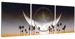 Slika - Mjesec iznad palmi (sa satom) (90x30 cm)
