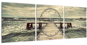 Slika drvenog mola na moru (sa satom) (90x30 cm)