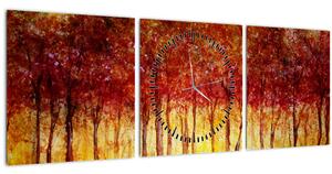 Slika - Naslikana listopadna šuma (sa satom) (90x30 cm)
