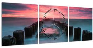 Slika - Stijene u moru (sa satom) (90x30 cm)