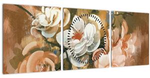 Slika - Naslikani buket cvijeća (sa satom) (90x30 cm)