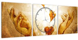 Slika - Naslikane ruke pune ljubavi (sa satom) (90x30 cm)