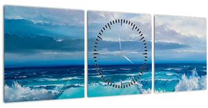 Slika - Morski valovi (sa satom) (90x30 cm)