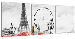 Slika - Ljubavnici u Parizu (sa satom) (90x30 cm)
