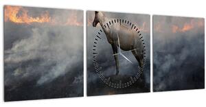 Slika divokoze u plamenu (sa satom) (90x30 cm)