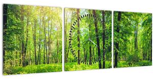 Slika - Proljetna listopadna šuma (sa satom) (90x30 cm)