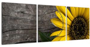 Slika - Cvijet suncokreta (sa satom) (90x30 cm)