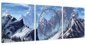 Slika - Naslikane planine (sa satom) (90x30 cm)