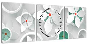 Slika cvjetne apstrakcije (sa satom) (90x30 cm)