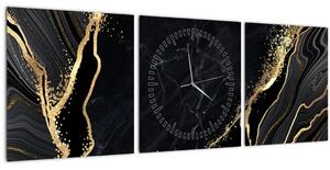 Slika zlatne apstrakcije (sa satom) (90x30 cm)