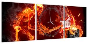 Slika - Glazba u plamenu (sa satom) (90x30 cm)