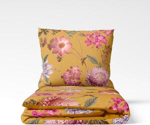 Oker posteljina od pamučnoga satena za bračni krevet Bonami Selection Blossom, 160 x 220 cm